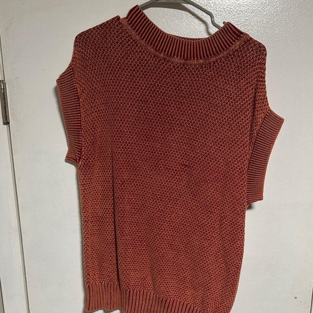 Timing Brown Ribbed Knit Blouse
